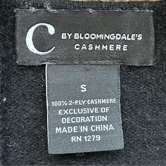 C By Bloomingdale's Black Pearl Embellished Open Front Cashmere Cardigan Small - Picture 10 of 14